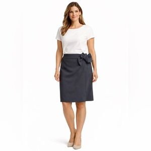 Ann Taylor Loft Wrap Skirt Gray Side Tie Stretch Career Sz 10